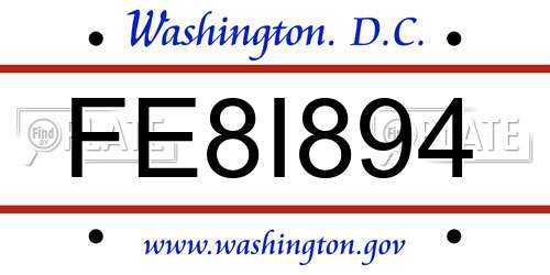 FE8I894 District Of Columbia License Plate