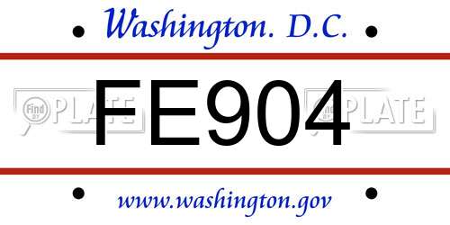 FE904 District Of Columbia License Plate