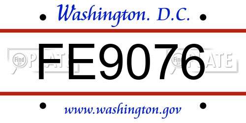 FE9076 District Of Columbia License Plate