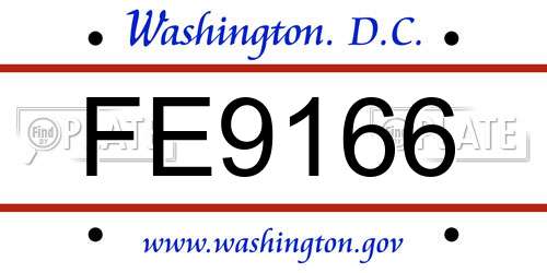 FE9166 District Of Columbia License Plate
