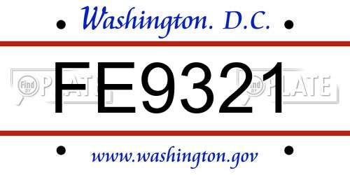 FE9321 District Of Columbia License Plate