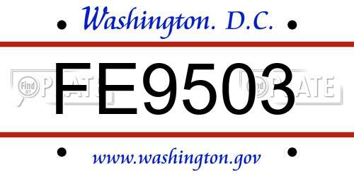 FE9503 District Of Columbia License Plate