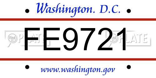 FE9721 District Of Columbia License Plate