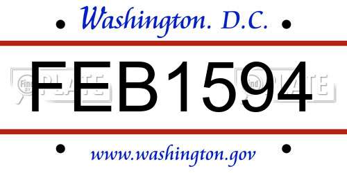 FEB1594 District Of Columbia License Plate