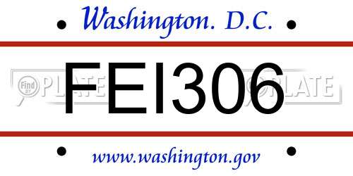 FEI306 District Of Columbia License Plate