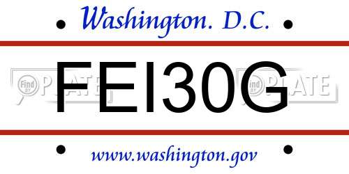 FEI30G District Of Columbia License Plate