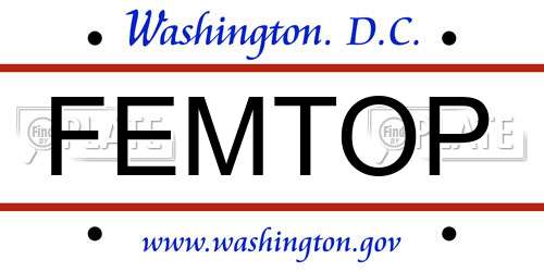 FEMTOP District Of Columbia License Plate