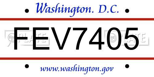 FEV7405 District Of Columbia License Plate