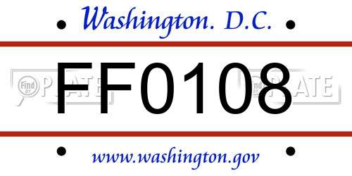 FF0108 District Of Columbia License Plate