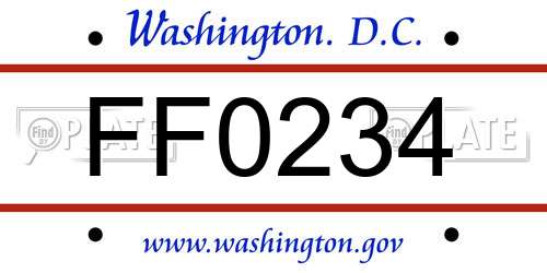FF0234 District Of Columbia License Plate
