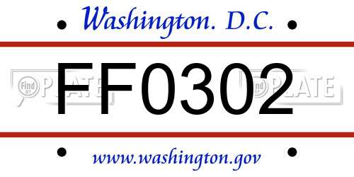 FF0302 District Of Columbia License Plate