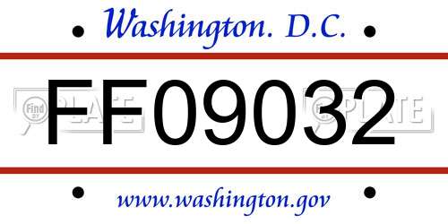 FF09032 District Of Columbia License Plate