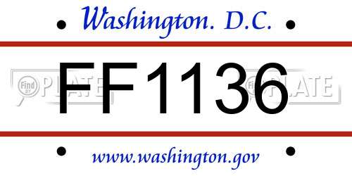 FF1136 District Of Columbia License Plate
