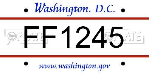 FF1245 District Of Columbia License Plate