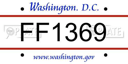 FF1369 District Of Columbia License Plate