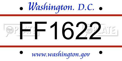 FF1622 District Of Columbia License Plate