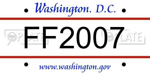 FF2007 District Of Columbia License Plate