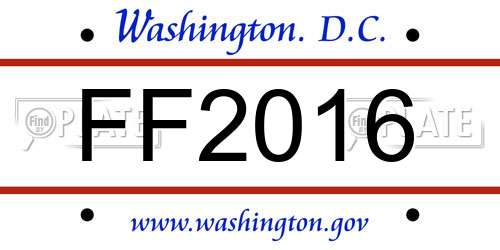 FF2016 District Of Columbia License Plate
