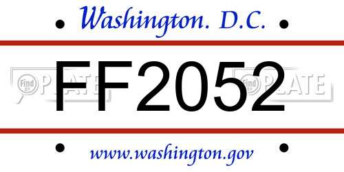 FF2052 District Of Columbia License Plate