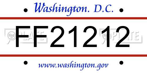FF21212 District Of Columbia License Plate