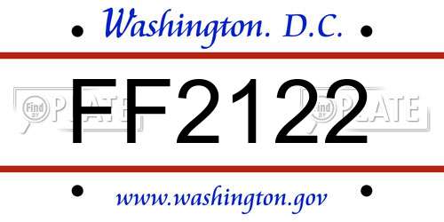 FF2122 District Of Columbia License Plate