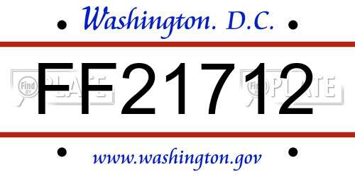 FF21712 District Of Columbia License Plate
