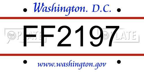 FF2197 District Of Columbia License Plate