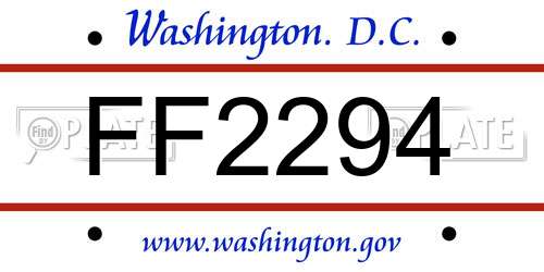 FF2294 District Of Columbia License Plate