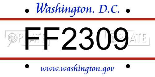 FF2309 District Of Columbia License Plate