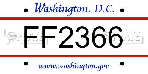 FF2366 District Of Columbia License Plate