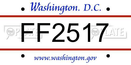 FF2517 District Of Columbia License Plate