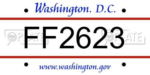FF2623 District Of Columbia License Plate