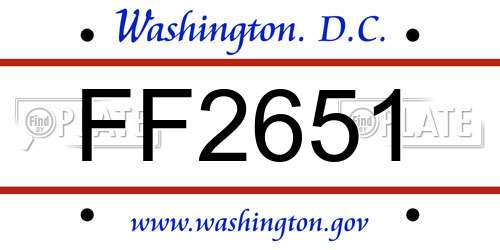 FF2651 District Of Columbia License Plate