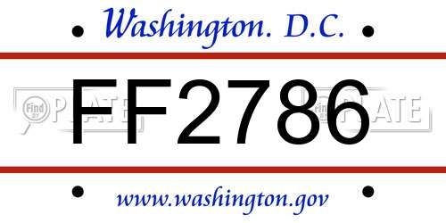 FF2786 District Of Columbia License Plate