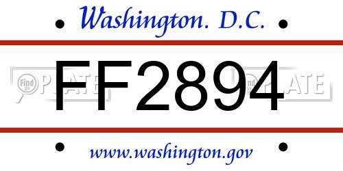 FF2894 District Of Columbia License Plate