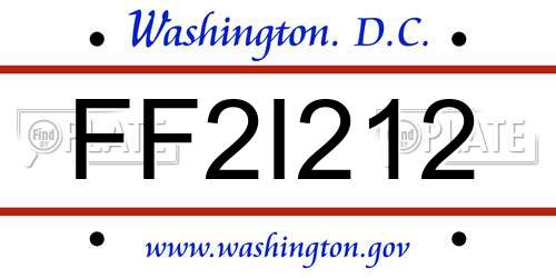 FF2I212 District Of Columbia License Plate