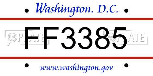FF3385 District Of Columbia License Plate