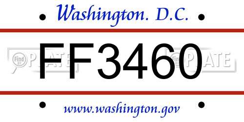 FF3460 District Of Columbia License Plate