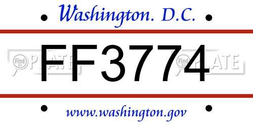 FF3774 District Of Columbia License Plate