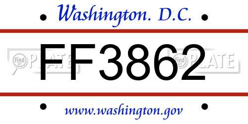 FF3862 District Of Columbia License Plate
