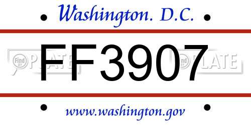 FF3907 District Of Columbia License Plate