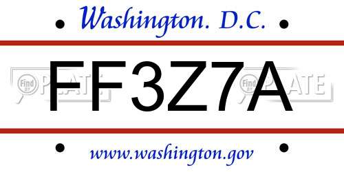 FF3Z7A District Of Columbia License Plate