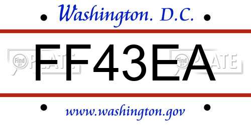 FF43EA District Of Columbia License Plate