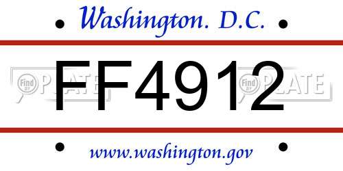 FF4912 District Of Columbia License Plate