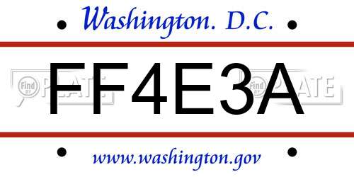 FF4E3A District Of Columbia License Plate