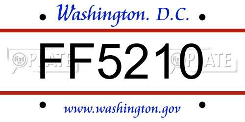 FF5210 District Of Columbia License Plate