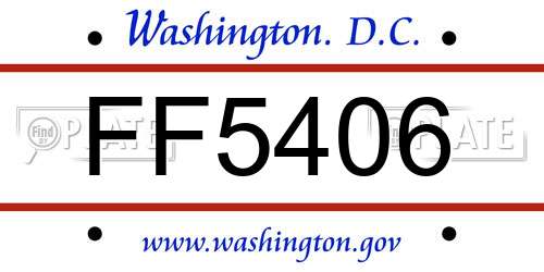 FF5406 District Of Columbia License Plate