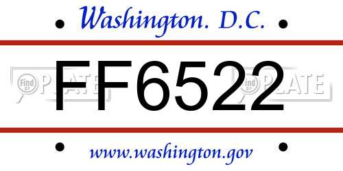 FF6522 District Of Columbia License Plate