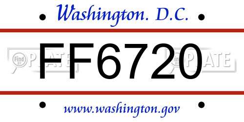 FF6720 District Of Columbia License Plate