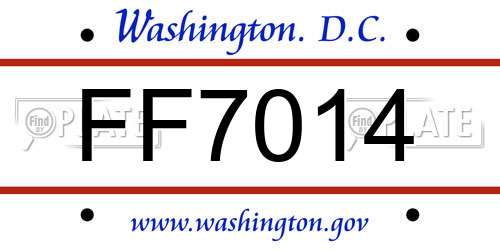 FF7014 District Of Columbia License Plate